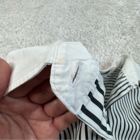 Lauren Ralph Lauren Black White Striped Button Up Shirt with Monogram. 1X - Picture 5 of 14